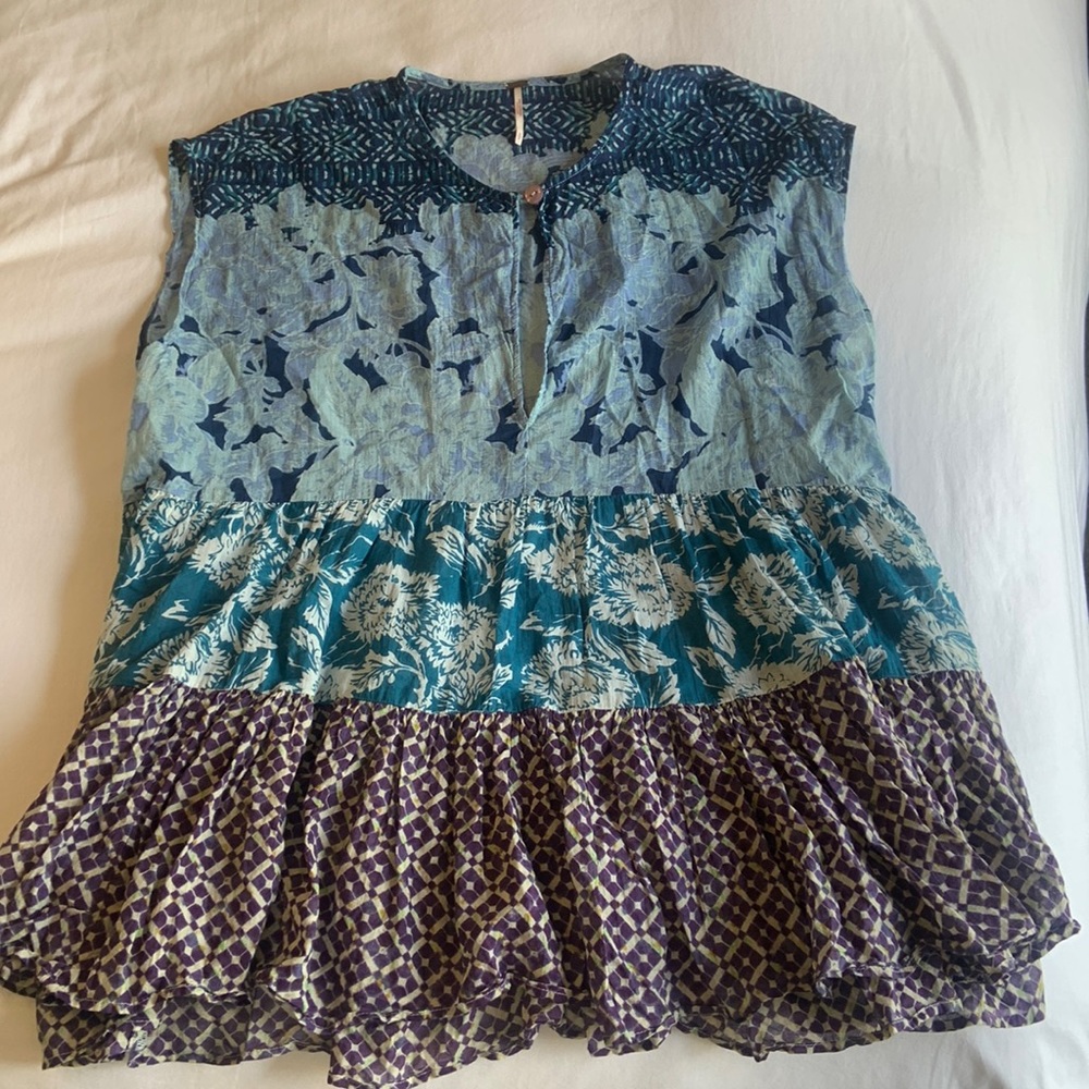 Free People Flowy Boho Floral Blouse
